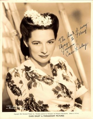 Cass Daley Autographed Signed 8x10 Vintage 1943 Photo Actress Singer Comedian