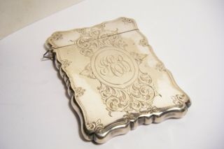 Ant.  Victorian Silver Plate Etched Calling Card Case