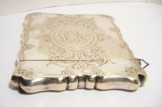ANT.  VICTORIAN SILVER PLATE ETCHED CALLING CARD CASE 3