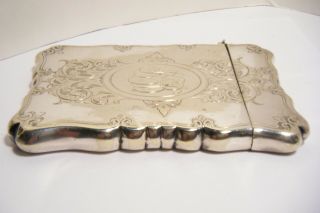 ANT.  VICTORIAN SILVER PLATE ETCHED CALLING CARD CASE 4