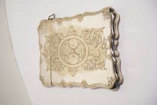 ANT.  VICTORIAN SILVER PLATE ETCHED CALLING CARD CASE 5