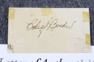 Vintage Chief Bender Signed Business Card Baseball Jsa Authenticated Mlb