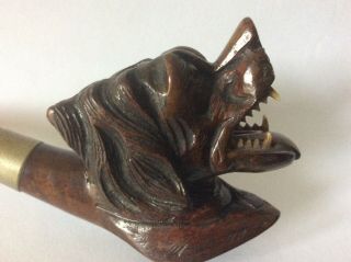 ANTIQUE CARVED DOGS HEAD PIPE.  BLACK FOREST STYLE.  SMOKING 2