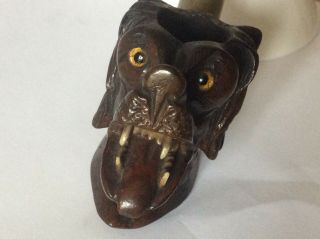 ANTIQUE CARVED DOGS HEAD PIPE.  BLACK FOREST STYLE.  SMOKING 3