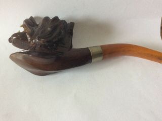 ANTIQUE CARVED DOGS HEAD PIPE.  BLACK FOREST STYLE.  SMOKING 7