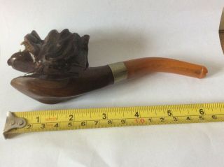 ANTIQUE CARVED DOGS HEAD PIPE.  BLACK FOREST STYLE.  SMOKING 8