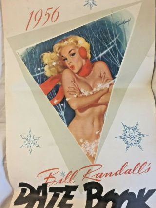 Vintage 1956 BILL RANDALL ' S DATE BOOK Pin Up Calendar 2