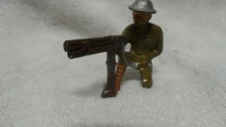 Ww1 Unplayed With Barclay Manoil Kneeling Soldier Light Red Machine Gun