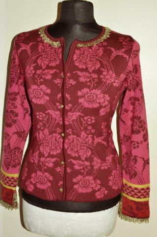 RARE VINTAGE OLEANA Fantastic Merino - Silk Knitted Cardigan Jacket.  SIZE M 4