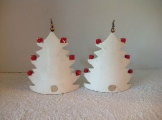 2 VTG HOWARD HOLT 1958 CERAMIC CHRISTMAS TREE CANDLE HOLDER 2 CERAMIC ORNAMENTS 4