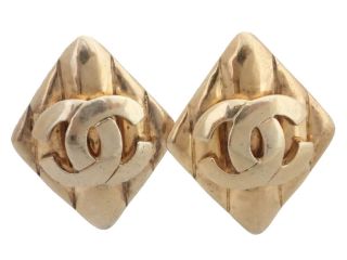 Auth Chanel Cc Logo Vintage 97p Clip - On Earrings Goldtone Metal - E38364