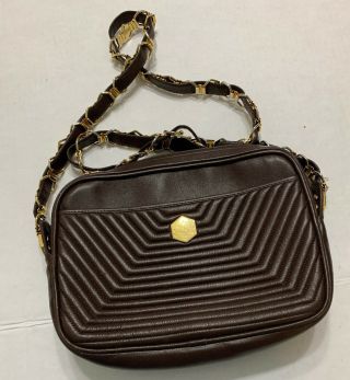 Authentic Revillon Vintage Brown Leather Shoulder /crossbody Bag