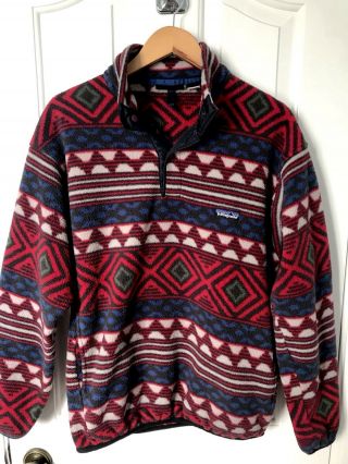 Vintage Patagonia Fall 1996 Aztec Snap - T Synchilla Fleece - Size Medium