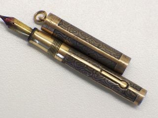 Vintage Wahl Ring Top Fountain Pen Sterling Silver With Gold Filled Trim 14k Nib