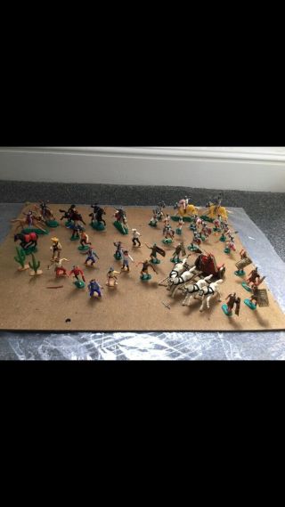 Vintage Timpo Toys Plastic Wild West Toy Soldiers.  And Roman Soliders.