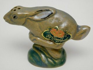 Vintage North Dakota Rosemeade Pottery Running Rabbit Hare Salt & Pepper Shakers 4