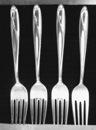 Reed & Barton Sterling Silver Salad Forks (4) - - Silver Sculpture Pattern