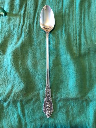 3 Wallace Sterling Silver Rose Point 7 1/2 " Ice Tea Spoons - No Monograms.