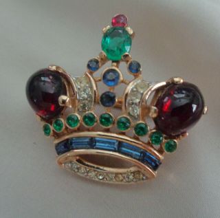 Trifari Vtg.  Brooch Designer Alfred Phillipe Famous Crown Brooch 1,  1/8 "