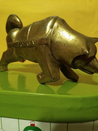 Vintage Gold/Brass Tone Brockway Truck Hood Ornament Siberian Husky Sled Dog 5