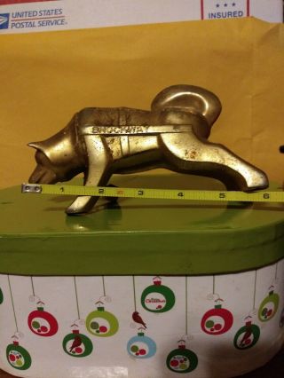Vintage Gold/Brass Tone Brockway Truck Hood Ornament Siberian Husky Sled Dog 7