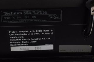 Vintage Technics SL - P1200 Class AA Professional Stereo CD Player Parts/Repair 12