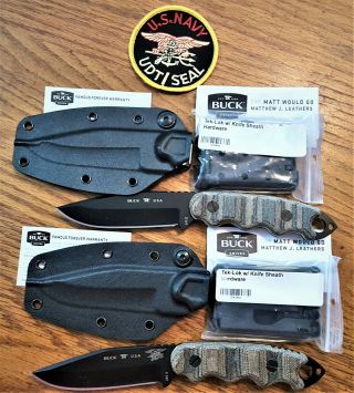 2 - Nib Buck 245 Navy Seal Matt Would Go Knives - Rare Trident Logo & Buck Anvil