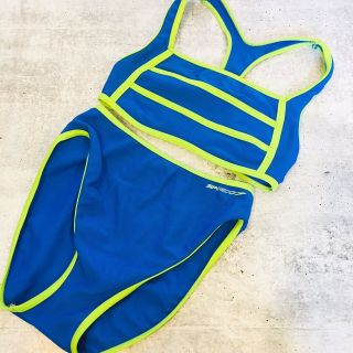 Vintage Speedo Neon High Cut Bikini Swim Suit Womens Size Xsmall Blue