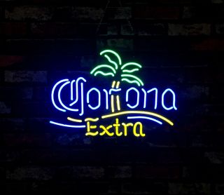 Corona Palm Tree Extra Vintage Real Glass Neon Sign Light Display Lamp Beer Bar