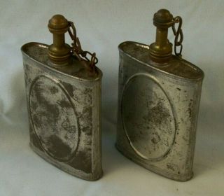2 Vintage Wwi Wwii Era Machine Gun Oil Cans Tin Empty Brass Top