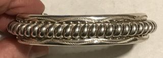 Vintage Etched Sterling Silver Cuff Bracelet With A Twisted Wire Center 45 Grams