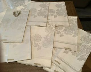 Vintage Pure Irish Linen Tablecloth & Napkins Un - Chrysanthemum Flowers 3