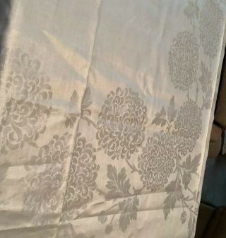 Vintage Pure Irish Linen Tablecloth & Napkins Un - Chrysanthemum Flowers 7