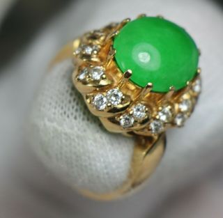 Vintage 14k Gold Jade Diamond Ring