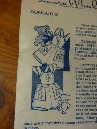 Vintage 40s? Mail Order Little Girl&boy Sunsuit 740 Multi Sz 1,  2,  3,  4,  Transfer