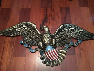 Vintage Syroco American Eagle W/shield Patriotic Wall Plaque 45 " 3762