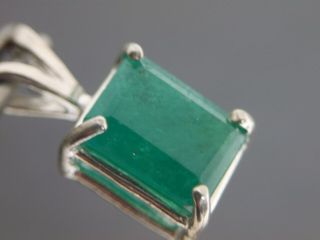 Vintage 2.  50 Ct Natural Columbian Emerald Pendant,  Sterling Silver Mount