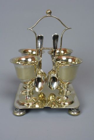 Victorian Silver Plate Egg Stand Cruet And Spoons,  John Round Of Sheffield
