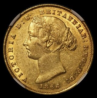 1866 (sy) Australia Sovereign Gold Coin - Ngc Au Details - Km 4 - Rare Date