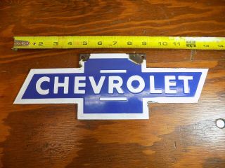 Vintage Chevrolet Porcelain Bowtie Sign Gas Oil Cars Trucks Service Station Pump