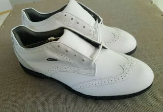 Nike Golf Shoes Mens Vintage White Leather Waterproof Spikes 90s Wingtip