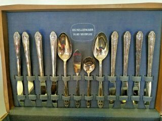 Vintage Holmes and Edwards 52 pc inlaid silverplate flatware 2