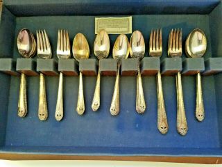 Vintage Holmes and Edwards 52 pc inlaid silverplate flatware 3