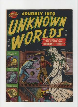 Journey Into Unknown Worlds 9 Fn,  6.  5 Vintage Marvel Atlas Pre - Hero Horror 10c