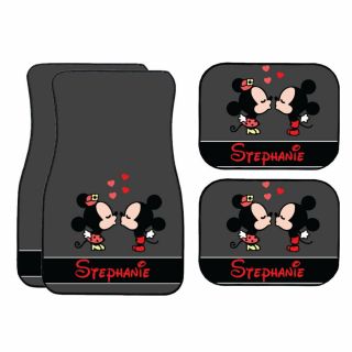 Personalized Disney Car Mat | Vintage Mickey & Minnie Mouse Grey Car Mat