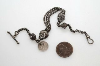 Antique English Sterling Silver Albertina Watch Chain Bracelet C1890