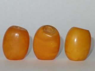 Rare antique 12.  5 grams 3 beads egg yolk butterscotch amber 10