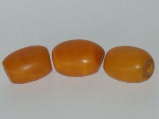 Rare antique 12.  5 grams 3 beads egg yolk butterscotch amber 2