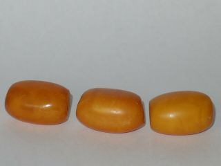 Rare antique 12.  5 grams 3 beads egg yolk butterscotch amber 4