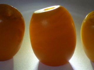 Rare antique 12.  5 grams 3 beads egg yolk butterscotch amber 5